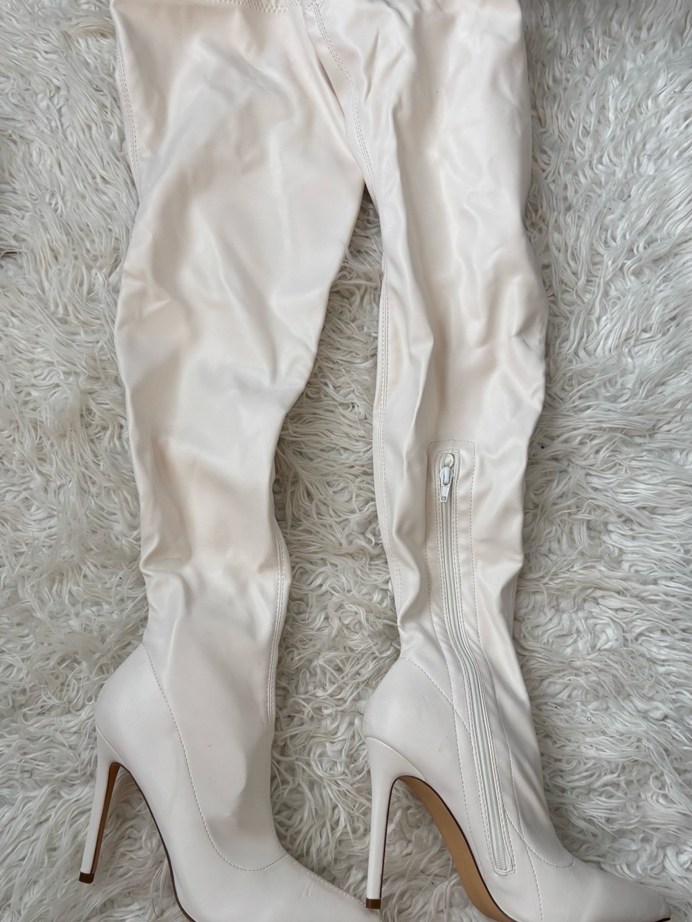 Women's White Over-the-Knee Stiletto Boots